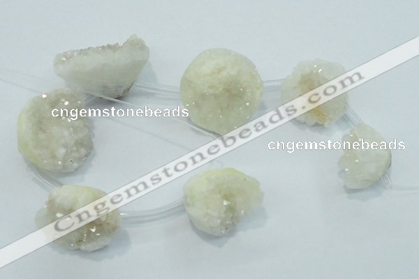 CTD960 Top drilled 15*20mm - 20*25mm nuggets plated druzy agate beads