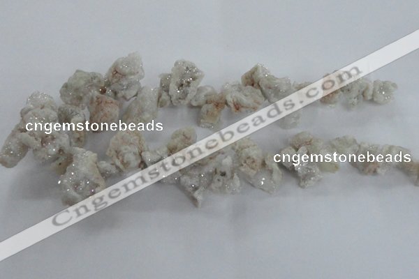 CTD975 Top drilled 10*15mm - 15*25mm nuggets plated druzy agate beads