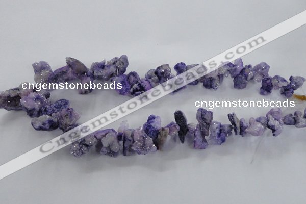 CTD977 Top drilled 10*15mm - 15*25mm nuggets plated druzy agate beads