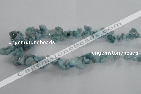 CTD978 Top drilled 10*15mm - 15*25mm nuggets plated druzy agate beads