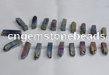 CTD985 Top drilled 8*25mm - 10*45mm sticks plated druzy amethyst beads