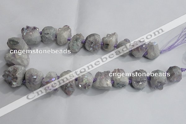 CTD989 Top drilled 15*20mm - 20*25mm nuggets plated druzy amethyst beads