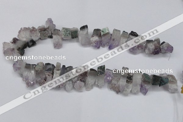 CTD995 Top drilled 10*15mm - 12*25mm sticks plated druzy amethyst beads