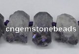 CTD998 Top drilled 15*20mm - 20*25mm nuggets plated druzy amethyst beads