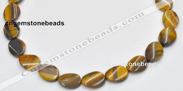 CTE04 twisted flat oval 15*20mm yellow tiger eye beads wholesale