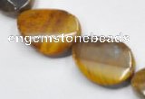 CTE05 15*30mm twisted flat oval yellow tiger eye beads wholesale