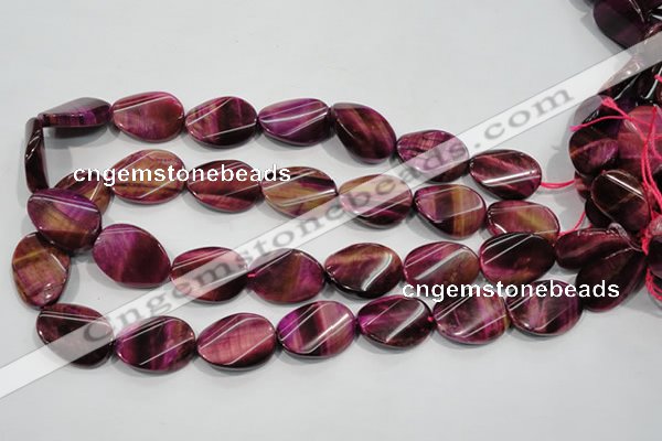CTE1009 15.5 inches 18*25mm twisted oval dyed red tiger eye beads