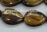 CTE101 15.5 inches 18*25mm flat teardrop yellow tiger eye beads