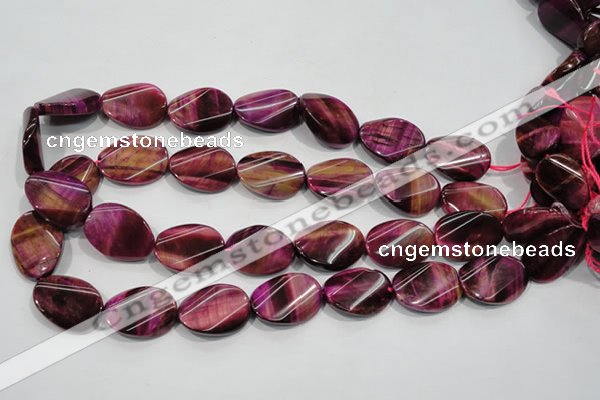 CTE1010 15.5 inches 20*30mm twisted oval dyed red tiger eye beads