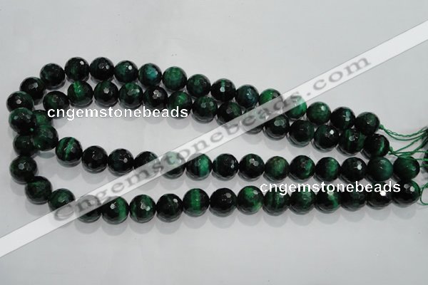 CTE1015 15.5 inches 12mm faceted round dyed green tiger eye beads