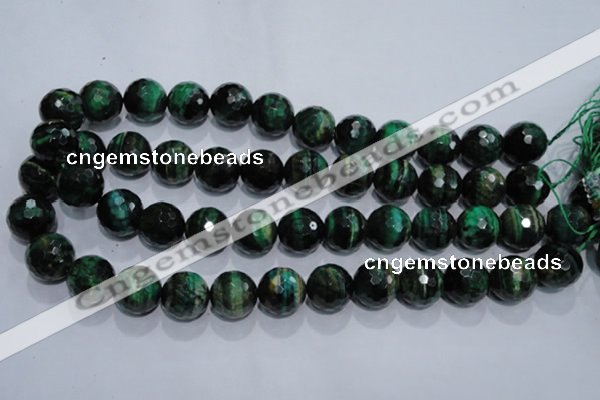 CTE1017 15.5 inches 16mm faceted round dyed green tiger eye beads