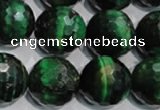 CTE1018 15.5 inches 18mm faceted round dyed green tiger eye beads