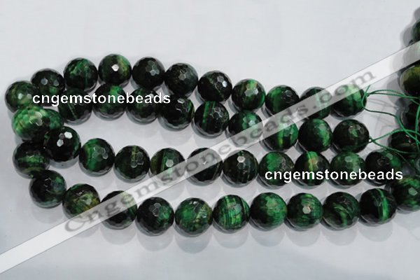 CTE1018 15.5 inches 18mm faceted round dyed green tiger eye beads