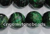 CTE1019 15.5 inches 20mm faceted round dyed green tiger eye beads