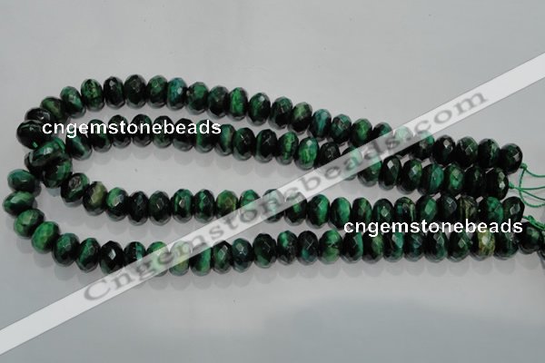 CTE1022 15.5 inches 6*10mm faceted rondelle dyed green tiger eye beads