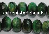 CTE1024 15.5 inches 10*14mm faceted rondelle dyed green tiger eye beads