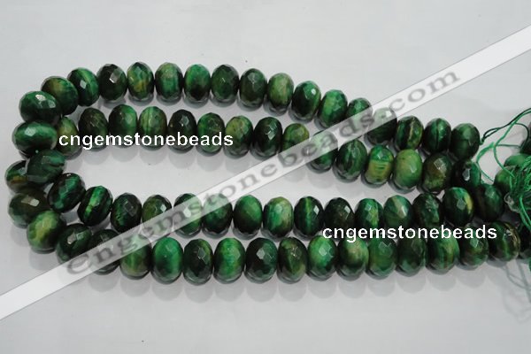 CTE1024 15.5 inches 10*14mm faceted rondelle dyed green tiger eye beads