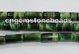 CTE1029 15.5 inches 6*12mm tube dyed green tiger eye beads wholesale