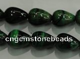 CTE1032 15.5 inches 12*16mm teardrop dyed green tiger eye beads