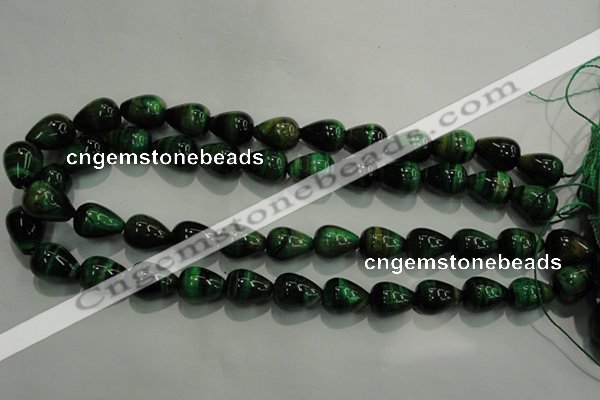 CTE1032 15.5 inches 12*16mm teardrop dyed green tiger eye beads