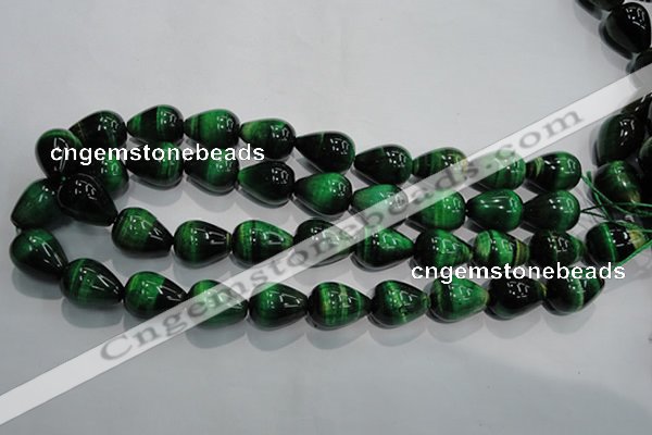 CTE1033 15.5 inches 15*20mm teardrop dyed green tiger eye beads