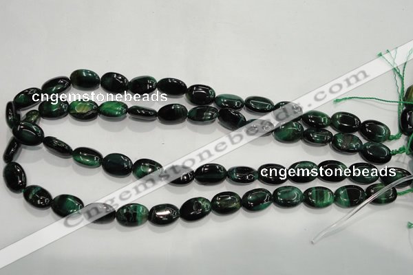 CTE1041 15.5 inches 10*14mm oval dyed green tiger eye beads