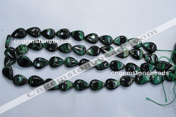 CTE1055 15.5 inches 13*18mm flat teardrop dyed green tiger eye beads