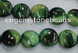 CTE1062 15.5 inches 12mm flat round dyed green tiger eye beads