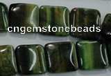 CTE1072 15.5 inches 15*15mm square dyed green tiger eye beads