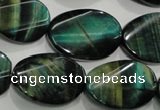 CTE1078 15.5 inches 18*25mm twisted oval dyed green tiger eye beads