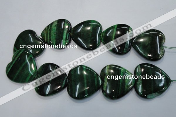 CTE1086 15.5 inches 40*40mm heart dyed green tiger eye beads