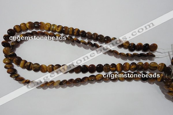 CTE1090 15.5 inches 10mm flat round yellow tiger eye beads