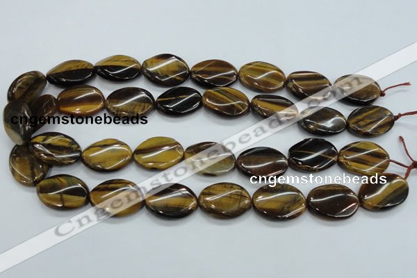 CTE110 15.5 inches 18*25mm twisted oval yellow tiger eye beads