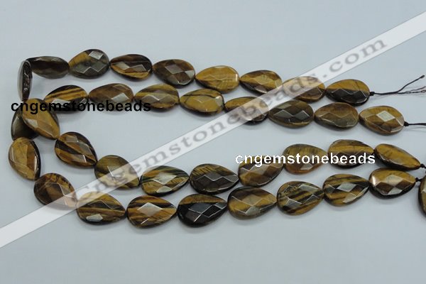 CTE111 15.5 inches 16*22mm faceted & flat teardrop yellow tiger eye beads