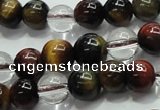 CTE1125 15 inches 6mm round mixed tiger eye & white crystal beads