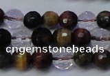 CTE1131 15 inches 6mm faceted round mixed tiger eye & white crystal beads