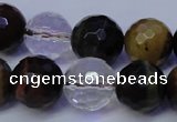 CTE1133 15 inches 10mm faceted round mixed tiger eye & white crystal beads