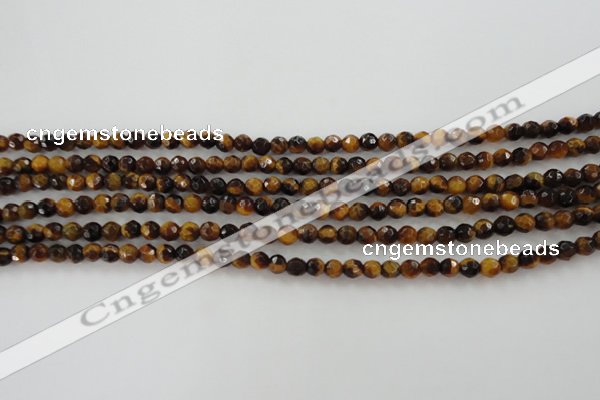 CTE1195 15.5 inches 4mm faceted round yellow tiger eye beads