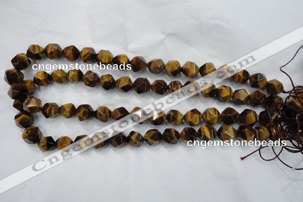 CTE1203 15 inches 12mm faceted nuggets yellow tiger eye beads