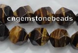 CTE1204 15 inches 14mm faceted nuggets yellow tiger eye beads