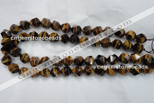 CTE1204 15 inches 14mm faceted nuggets yellow tiger eye beads