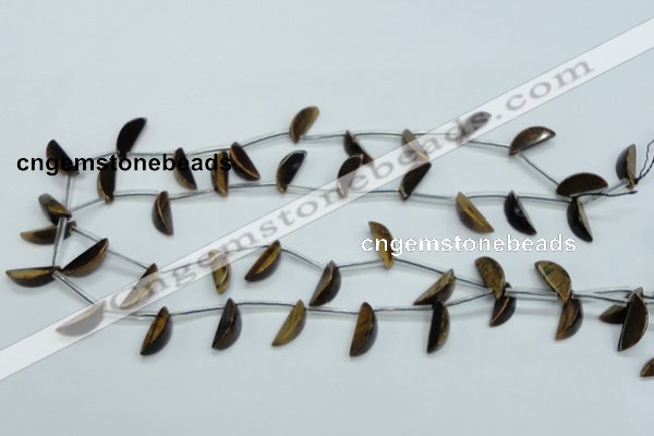 CTE124 6*17mm top-drilled moon yellow tiger eye beads wholesale