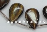 CTE125 16*26mm top-drilled flat teardrop yellow tiger eye beads wholesale