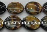 CTE1350 15.5 inches 20mm flat round yellow & blue tiger eye beads