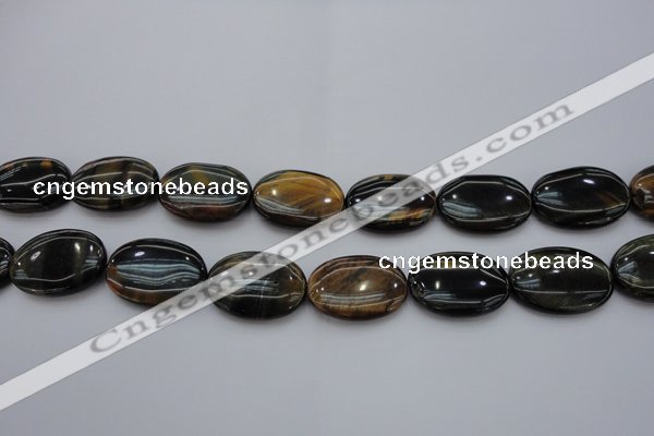 CTE1364 15.5 inches 15*20mm oval yellow & blue tiger eye beads