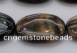 CTE1367 15.5 inches 25*35mm oval yellow & blue tiger eye beads