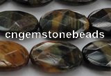 CTE1372 15.5 inches 15*20mm faceted oval yellow & blue tiger eye beads