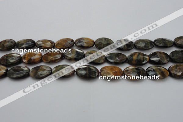 CTE1372 15.5 inches 15*20mm faceted oval yellow & blue tiger eye beads