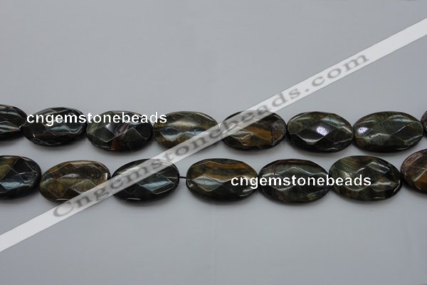 CTE1375 15.5 inches 25*35mm faceted oval yellow & blue tiger eye beads