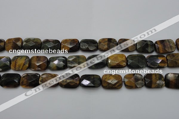 CTE1388 15.5 inches 15*20mm faceted rectangle yellow & blue tiger eye beads